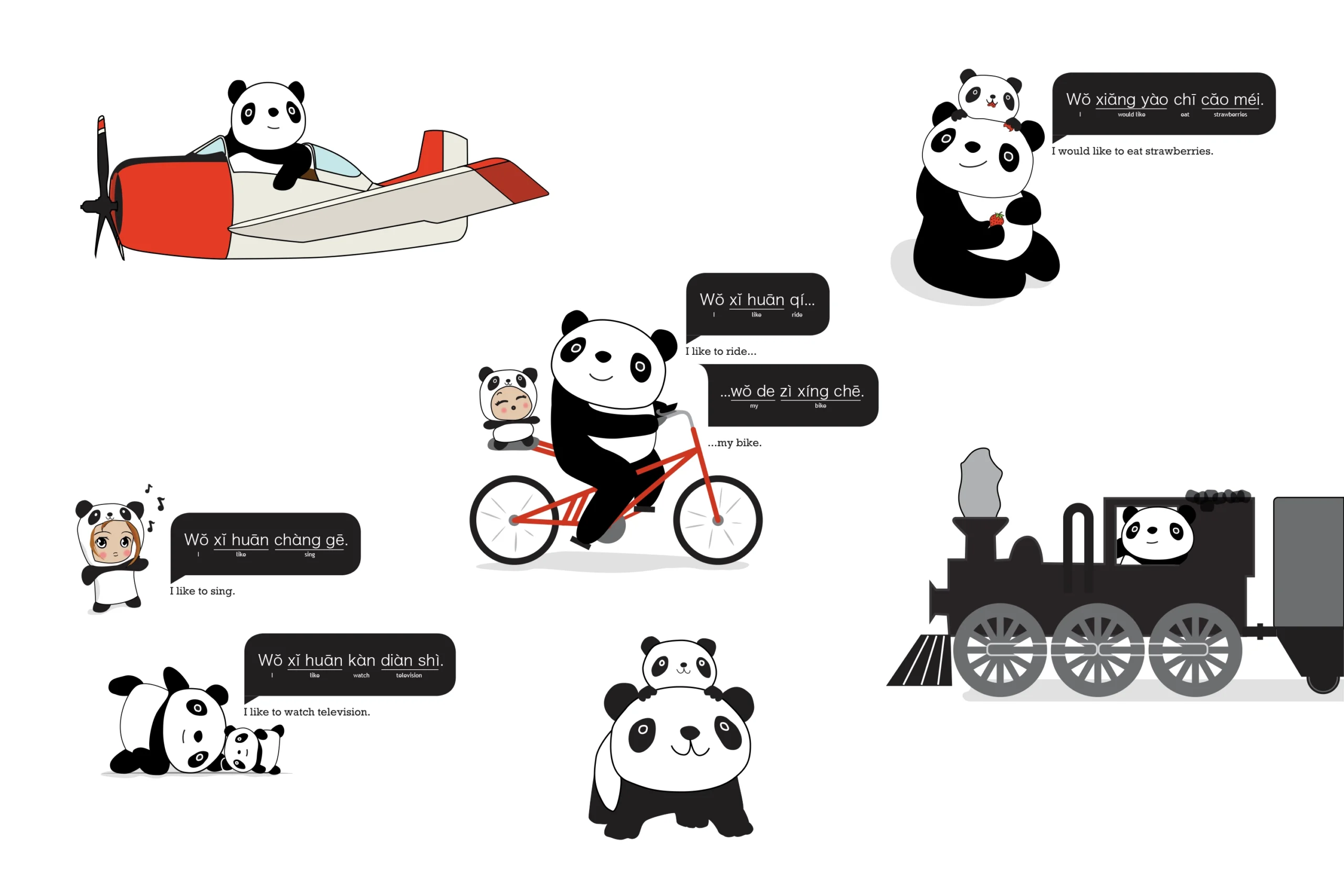 Pandarin Panda Illustration Samples